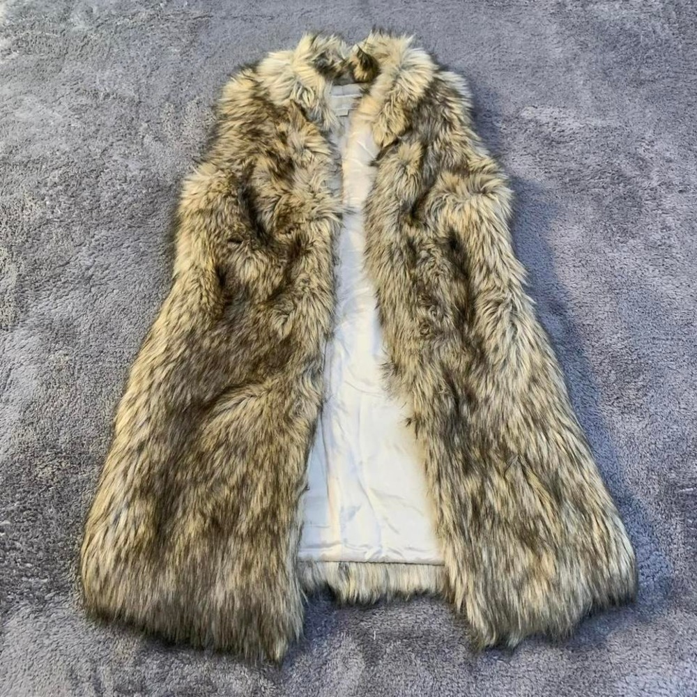 Michael Kors Brown and Cream Fall‎ Faux Fur Downtown City Vest Size Small